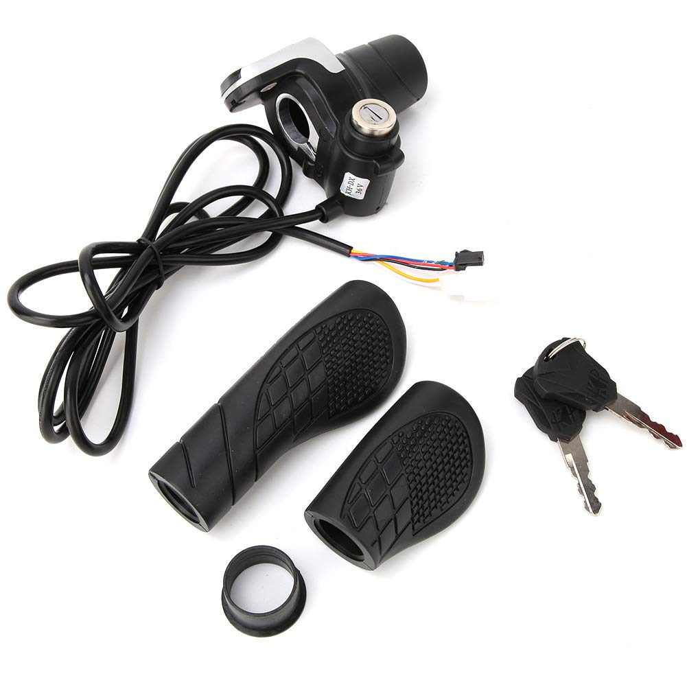 36V Acceleratore a Manopola per Bicicletta Elettrica, Twist Grip con Display LCD e Serratura a Chiave, Compatibile con Bici Elettriche Scooter Moto