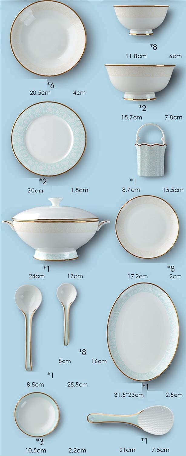Set di stoviglie Set di Piatti da 42 Pezzi Piatti in Porcellana Ciotole Servizio in Porcellana per 10 Persone Set di Piatti Resistenti a Rotture e crepePorcella