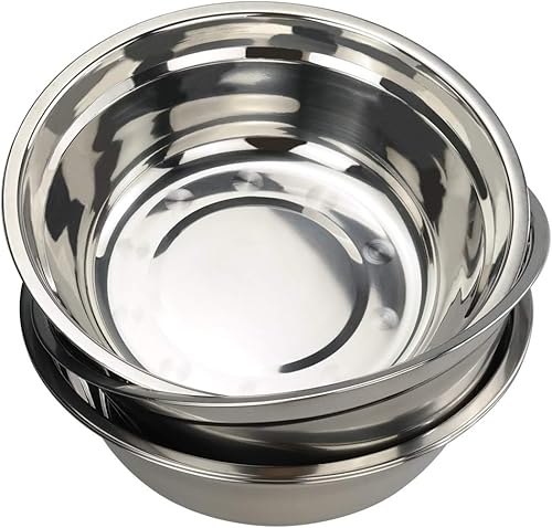 Miniatura 1 de Paquete de 4 cuencos grandes de acero inoxidable para mezcla/cuencos de preparación de metal, 10 pulgadas