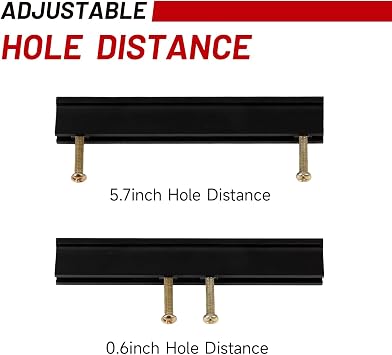 5 Pcs Adjustable Drawer Pulls, Cabinet Handles 1 in to 5.3 in Hole Centers, Kitchen Dresser Hardware for Cupboard, Doors, Furniture (Black1 in to 5.3 in (25-135 mm)