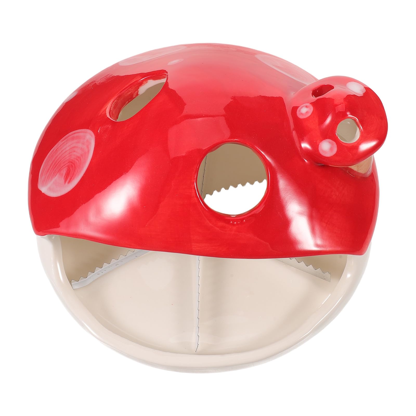 Yardenfun Porta Incienso Protector de Superficies en Forma de Hongo Rojo de Cerámica Acabado Vidriado y Recogedor de Residuos Adecuado para Estudio o Patio Exterior