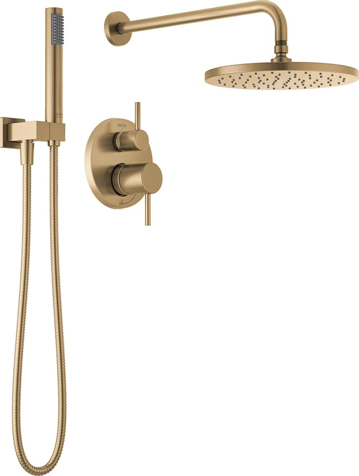 Delta Modern 14 Series Round Rain Shower System in Champagne Bronze