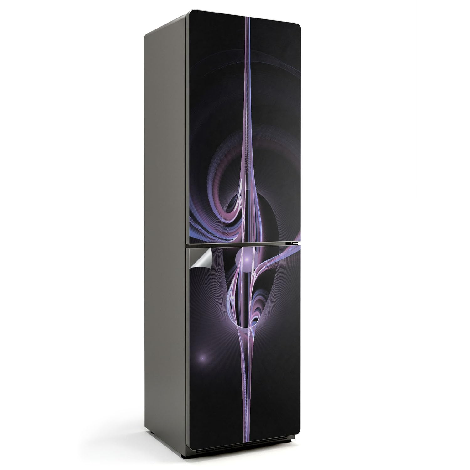 Sticker porte réfrigérateur 60x205 cm vagues vinyle adhésif couvrant cuisine