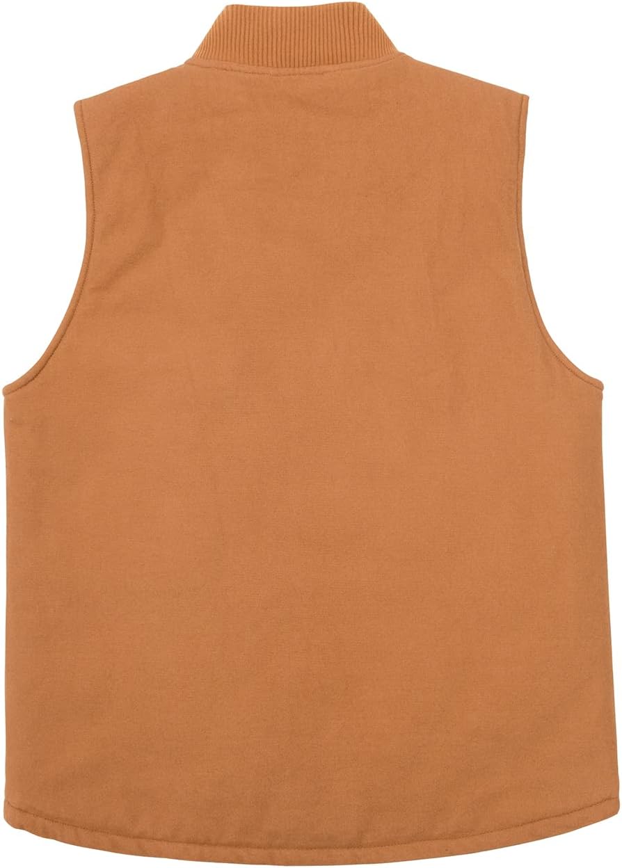 Men's Arctic Quilted Lined Duck Vest Washed Full Zip Up Utility Rugged Canvas Work Vest Jacket - Image 2