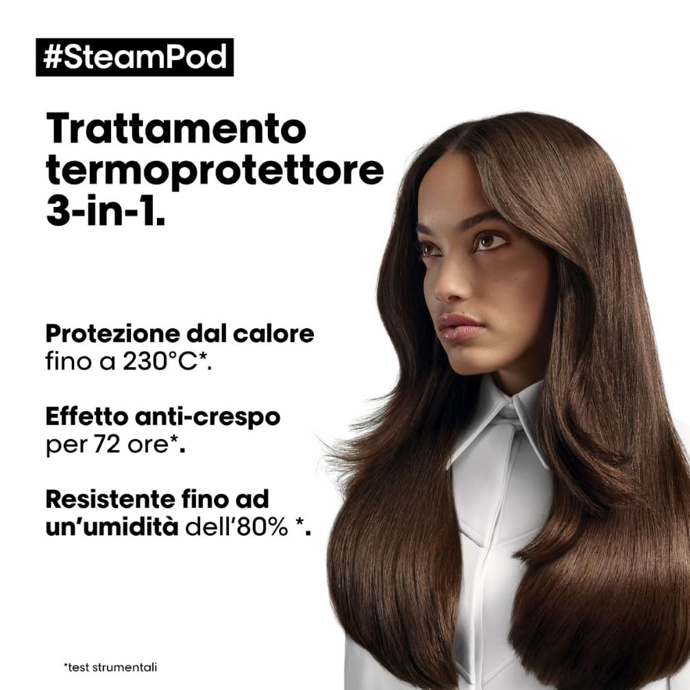 L'Oréal Professionnel Siero Termoprotettore, Adatto a Tutte Le Piastre, Per Tutti i Tipi di Capelli, Effetto Anti-crespo Fino a 72h, SteamPod, 50 ml