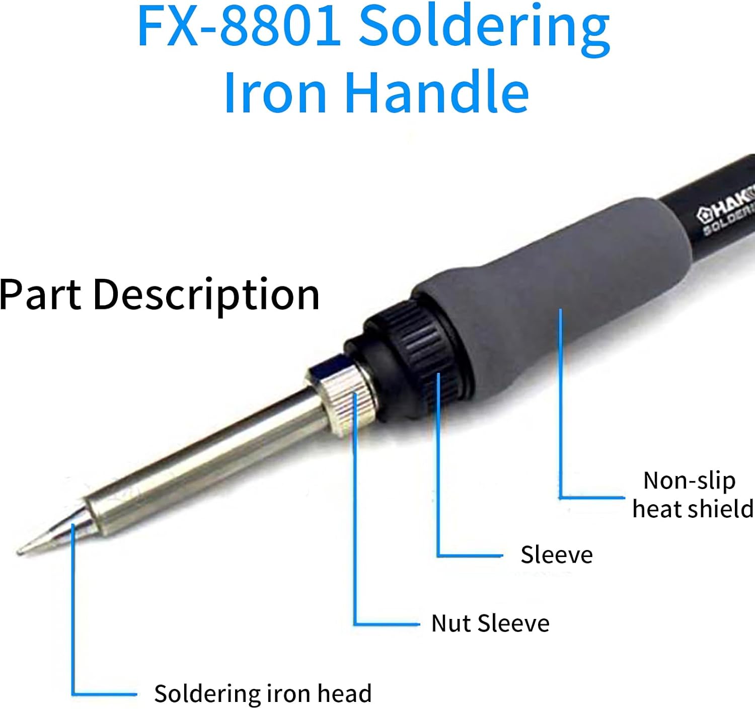 Replacement Soldering Iron Handle FX-8801, 6 Pin Soldering iron for HAKKO FX-888D FX-888 Soldering Station 26V 65W
