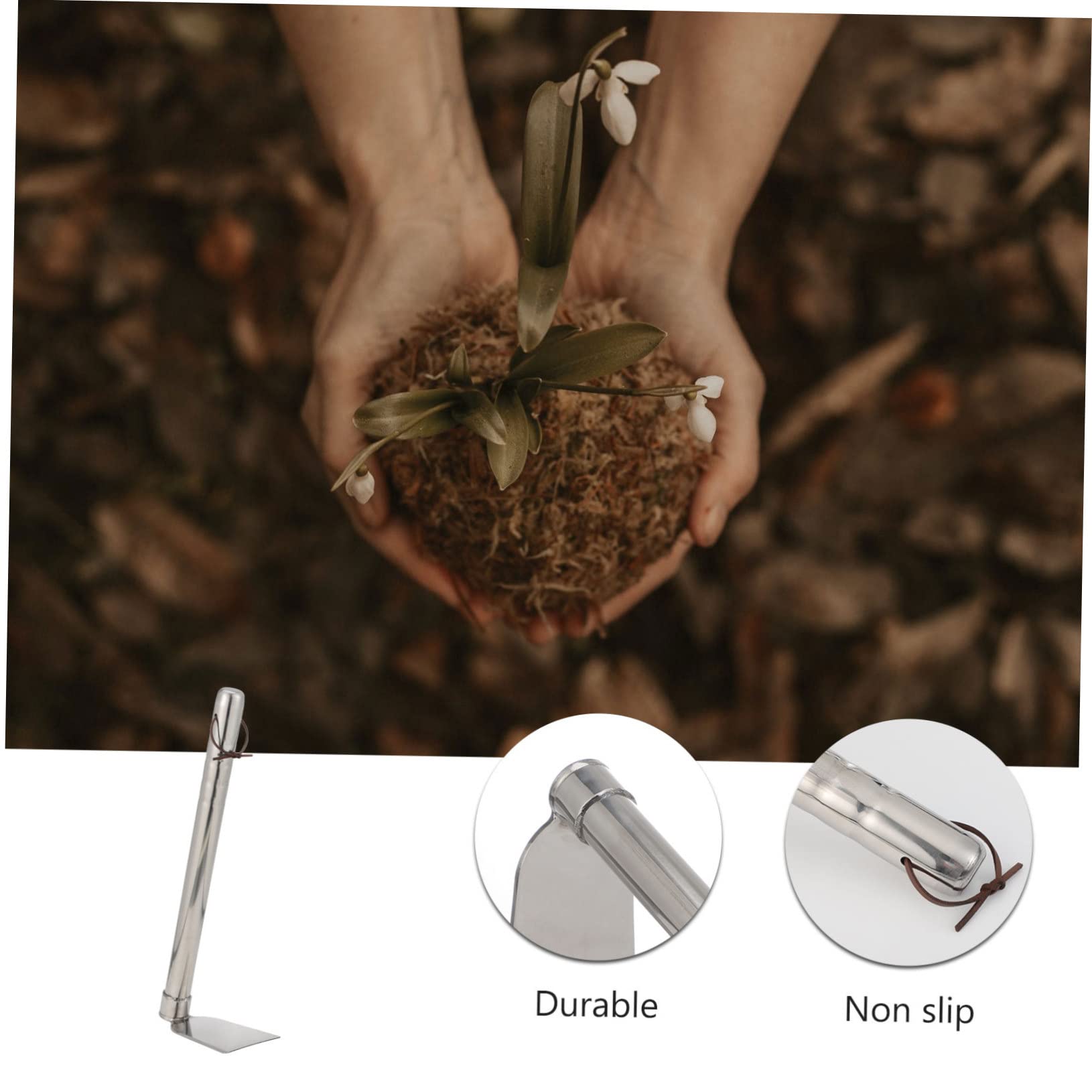 GALPADA Aratro a Mano Portatile da Giardino in Acciaio Inox 38,5 Cm per Diserbo, Zappatura e Trapianto, Attrezzo Manuale per Orto Domestico e Piantagione