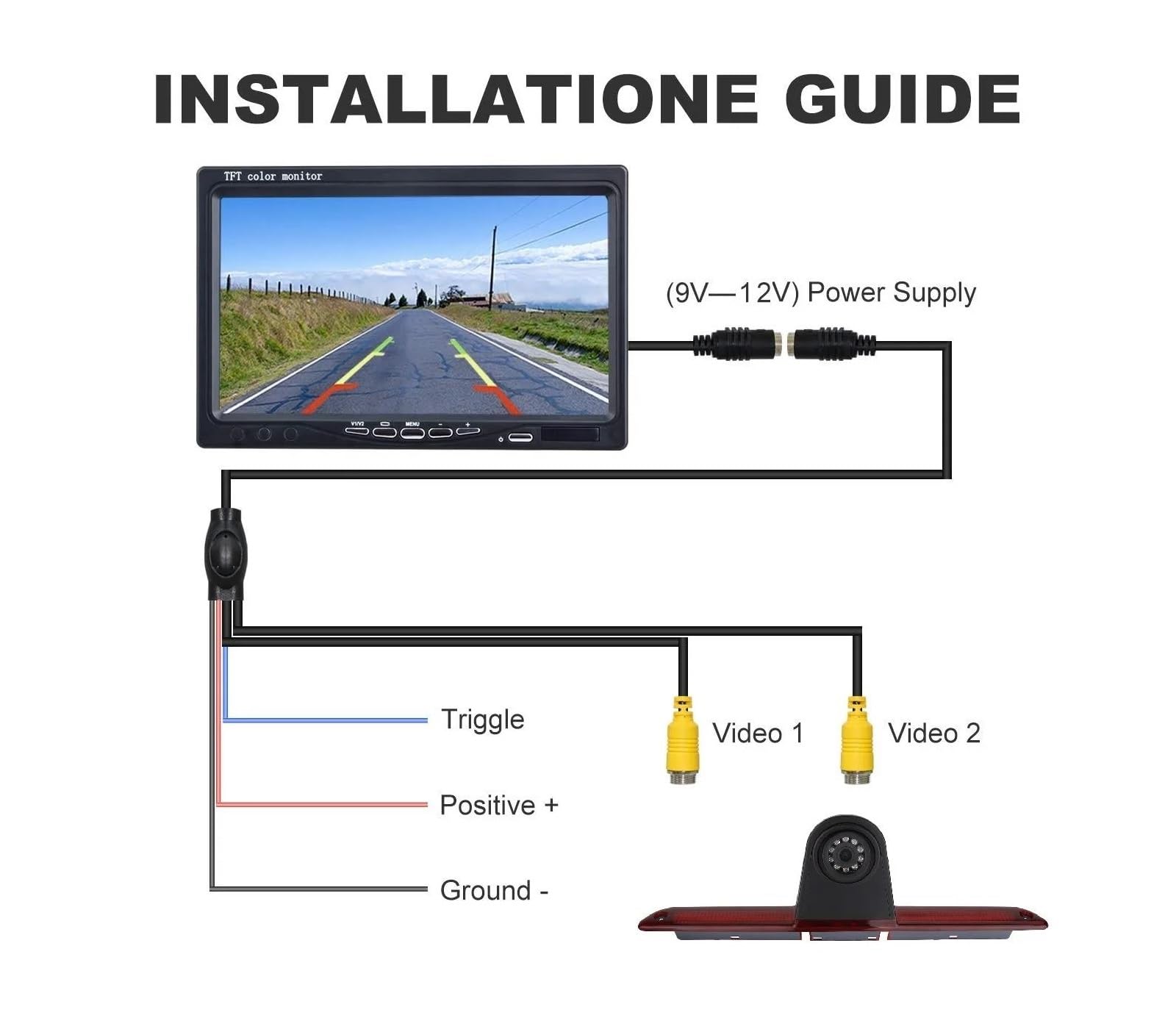 Marcha Atrás Cámara para Ford para Transit 8 (V363) F150/F250/F350, cámara HD para Tercera luz de Freno + Monitor de 7 Pulgadas, cámara de visión Nocturna Trasera