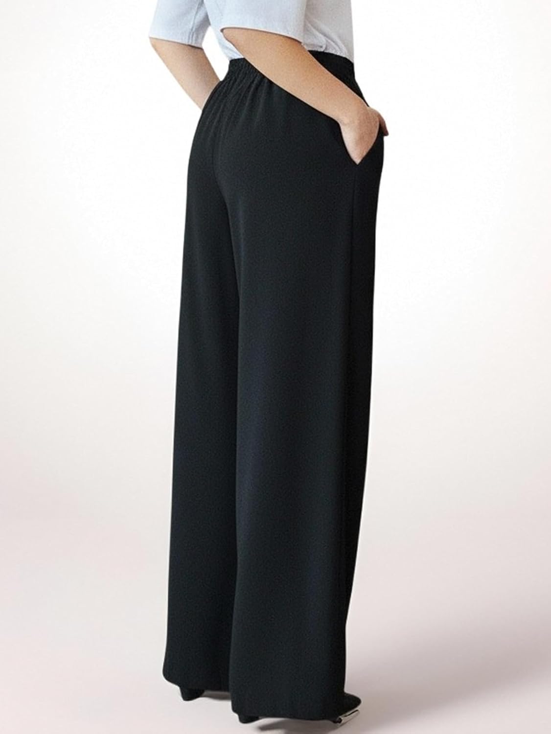Women's High Waisted Wide Leg Pants Dressy Casual Work Office Trousers with Pockets - Image 2
