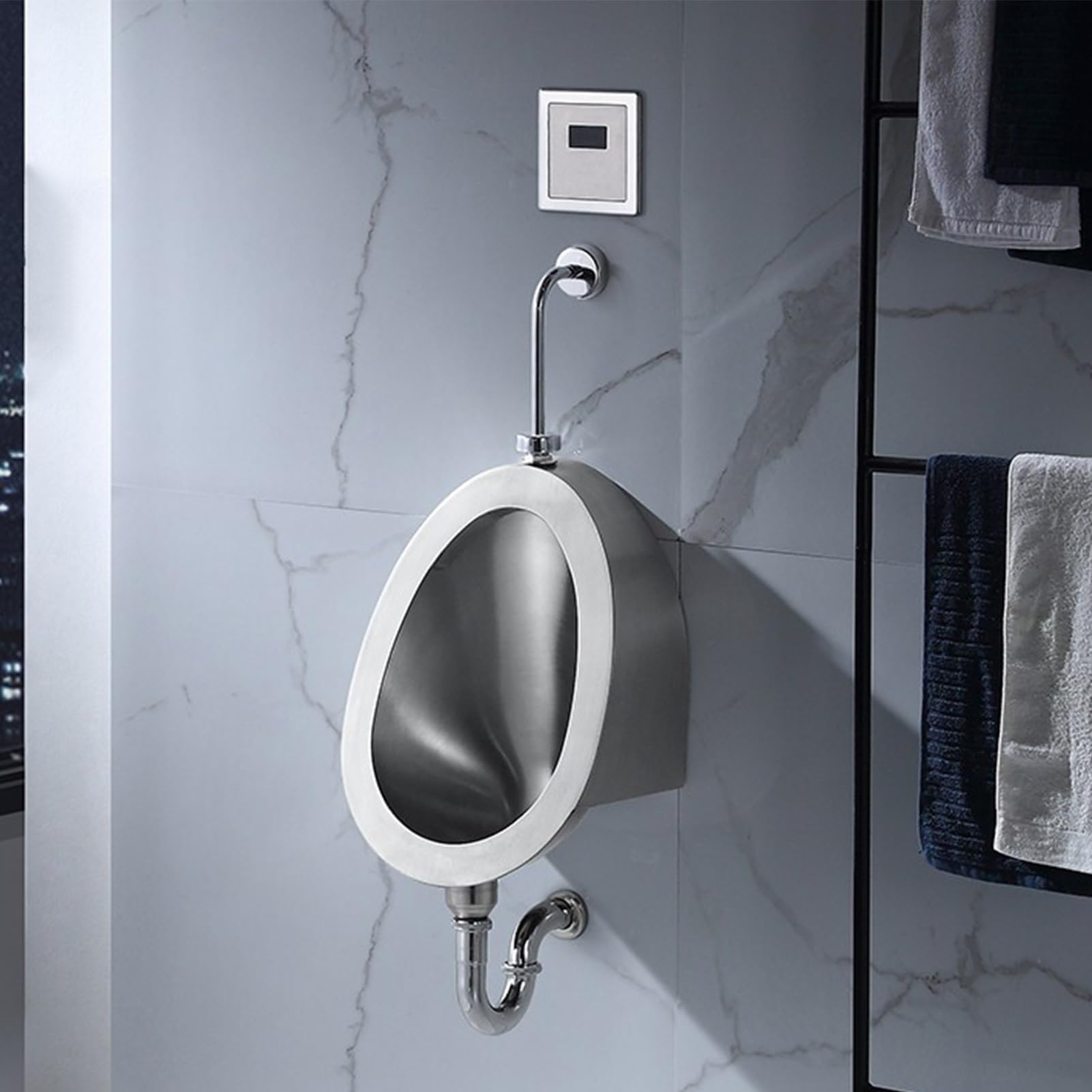 Urinoir intelligent en acier inoxydable 304 mural avec chasse automatique pour hôtel et bar