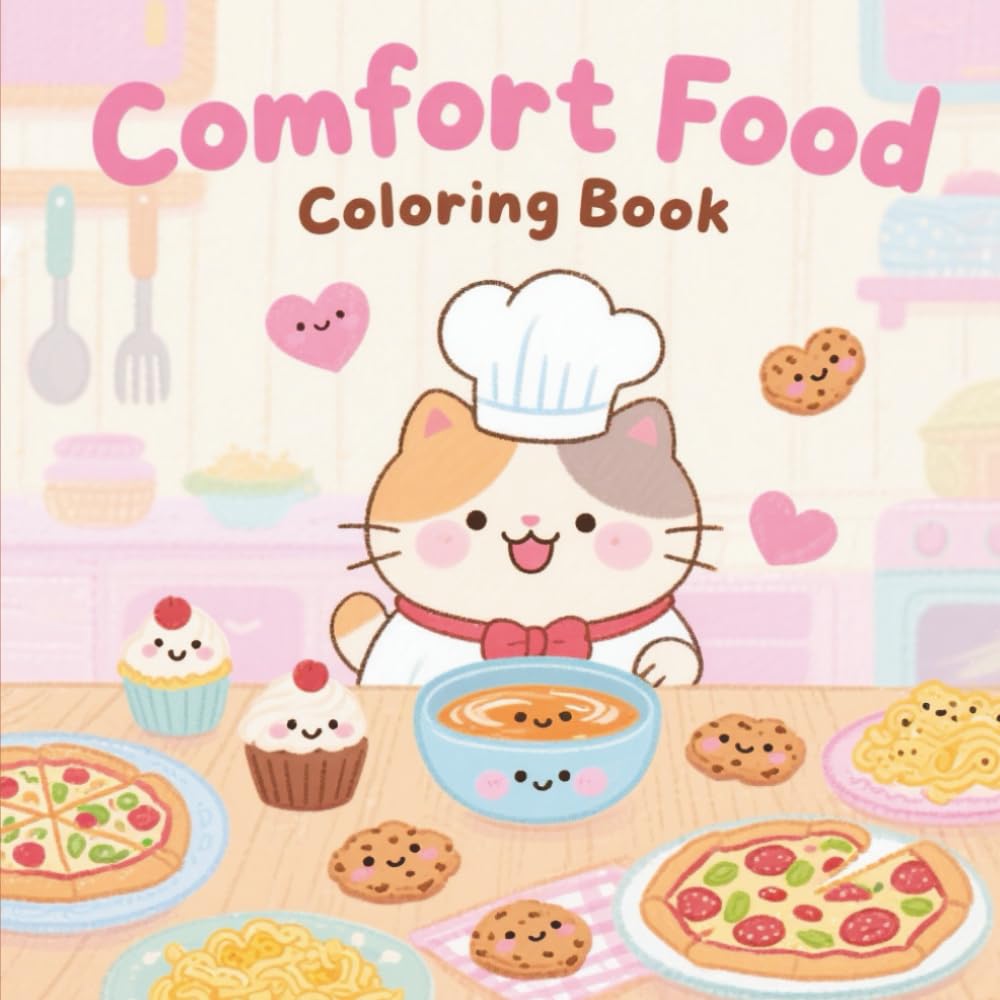 Comfort Food Coloring Book: Fun and Relaxing Bold Designs for Adults and Teens to Relieve Stress and Inspire Creativity with Cozy Delicious Meals