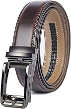 Kamafy Men's Belt, Suit, Business, Gentleman Belt, Genuine Leather, Leather Belt, Auto Lock, Stepless Adjustment, No Holes, Multi-Size, Boxed