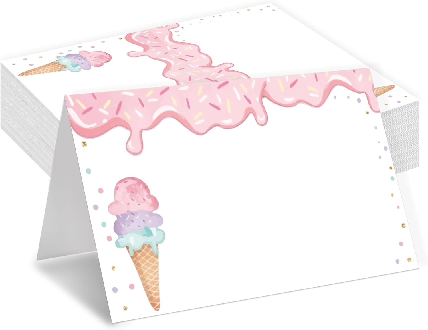 Ice Cream Place Cards, Summer Party Table Place Cards For Table Setting, Pool Beach Party Cards For Birthday Party Baby Shower Gender Reveal, 25 Cards Included -13