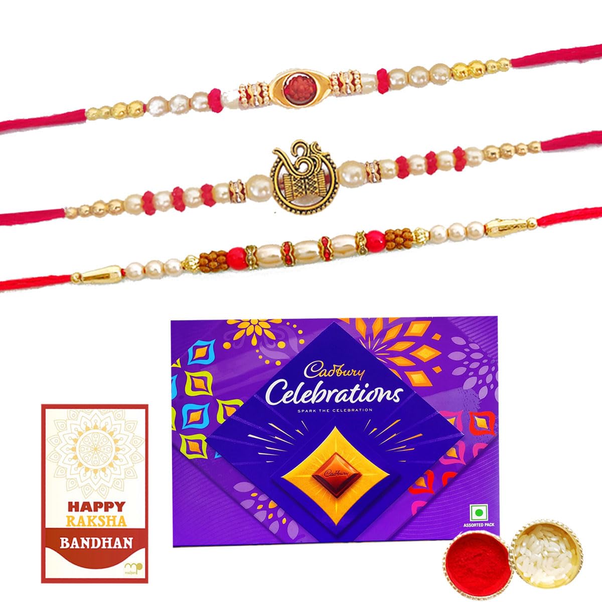 Maalpani Rakhi Gift Hamper Set of 3 – Bead & Diamond Rakhi with Chocolates | Rakhi with Roli Chawal for Brother | Rakshabandhan Gift for Bhai-image-10