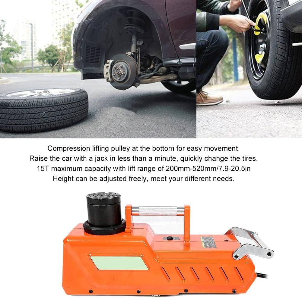 Cric per Auto, Martinetto Idraulico, Martinetto Elettrico a Forbice Regolabile da 15 Tonnellate, Smontagomme Doppia Alimentazione da 12 V, Attrezzatura di Emergenza per Garage, SUV, Furgoni