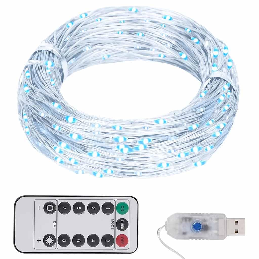 Guirlande lumineuse LED 300 LED blanc froid 30 m pour intérieur et extérieur, décoration résistante aux intempéries avec 8 effets de lumière, alimentation USB, idéale pour jardin, Noël, fêtes