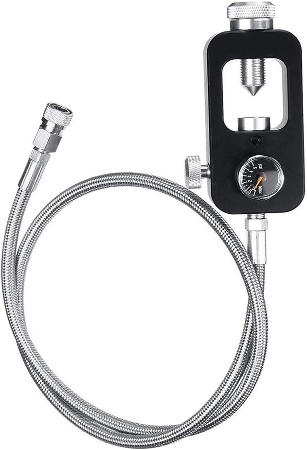 GurlleuScuba Yoke Valve Refill Station 4500psi High Pressure PCP Paintball HPA Tank Charging System with Foster Quick-Detach Fill Whip Hose Assembly