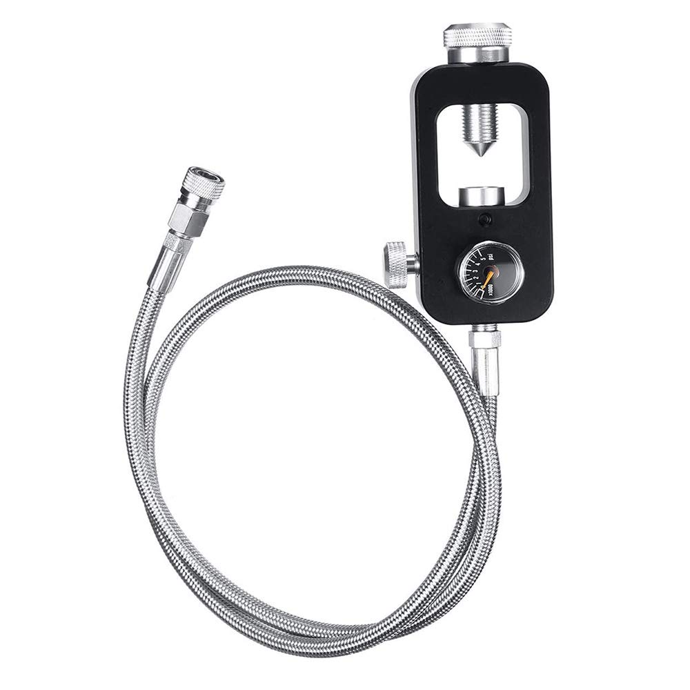 GurlleuScuba Yoke Valve Refill Station 4500psi High Pressure PCP Paintball HPA Tank Charging System with Foster Quick-Detach Fill Whip Hose Assembly