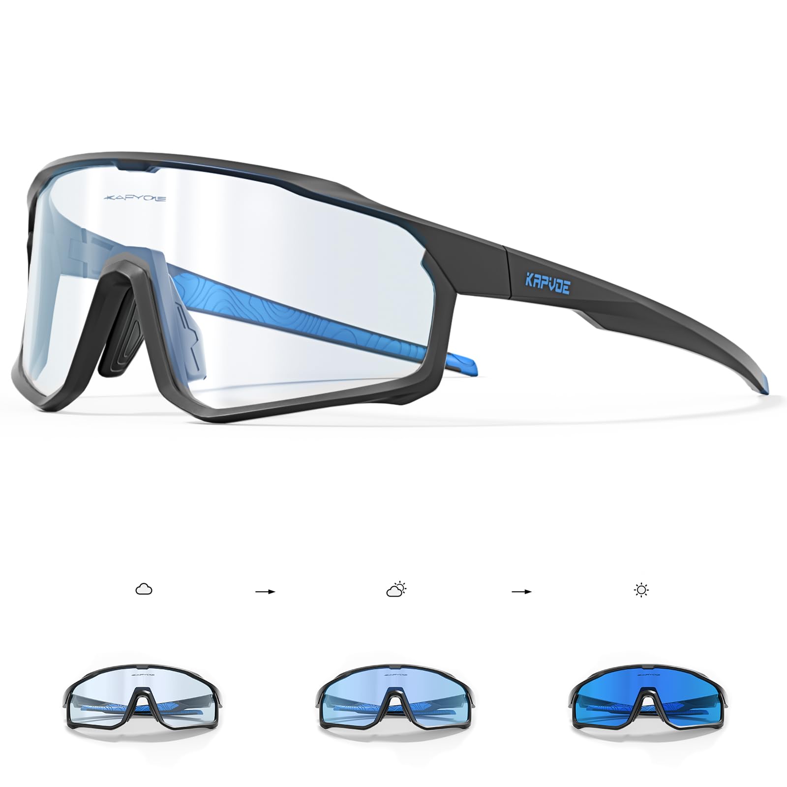 KAPVOE Gafas de Ciclismo Fotocromáticas Bicicleta Montaña Transparentes MTB Hombre Mujer Gafas de Sol Deportivas Running
