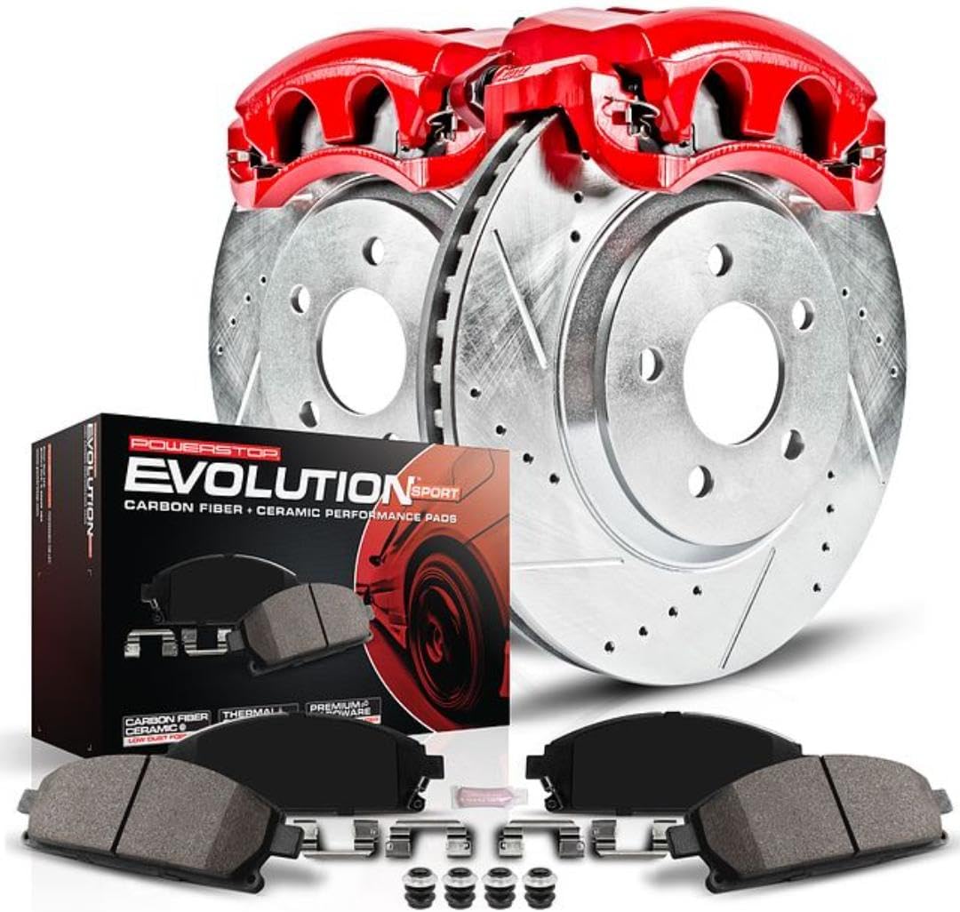 Power Stop KC8677 Z23 Rear Brake Caliper Kit-Drilled/Slotted Rotors, Carbon Ceramic Brake Pads, Calipers For Buick Regal Sportback 2019-2020 [Model Specific]
