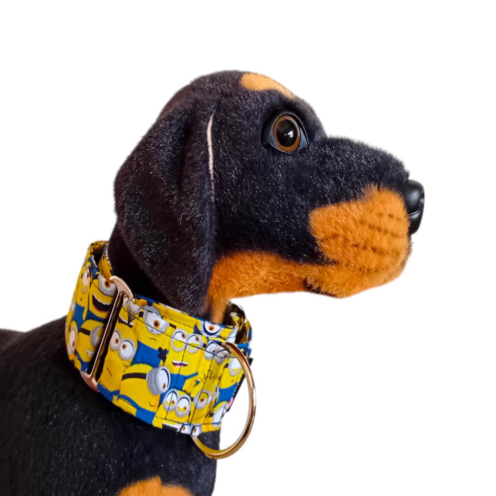 Collar Martingale/Correa/Cinturon Seguridad MINIONS para Perro Galgo Greyhound - Hecho a Mano en España