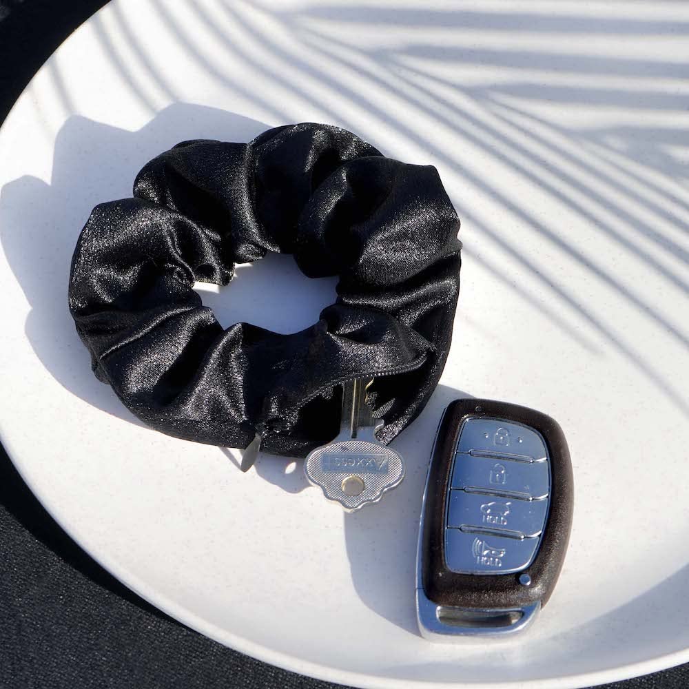 Satin Scrunchie with Hidden Zipper Pocket, 3 Count (Assorted) - Perfect for Women with Curly, Straight, Thick, or Thin Hair, Stocking Stuffers, Holiday Gifts, Birthday Gifts, Bridal Gifts