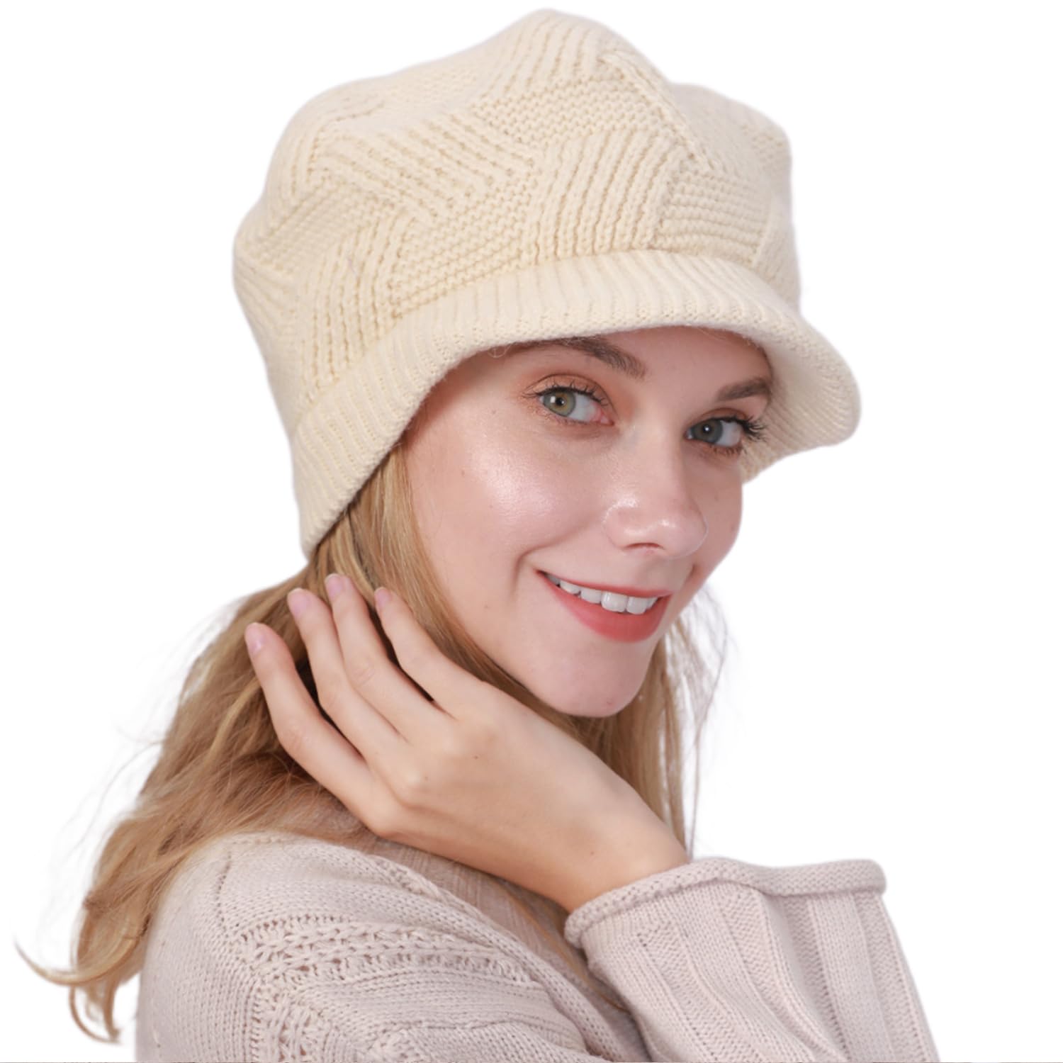 DURINM Sombrero de Punto para Mujer Sombrero de Invierno Gorro de Punto Mujer Sombrero de Cálido Invierno Elegante y Respirable Boina Adecuado para el Ocio al Aire Libre y La Protección Solar