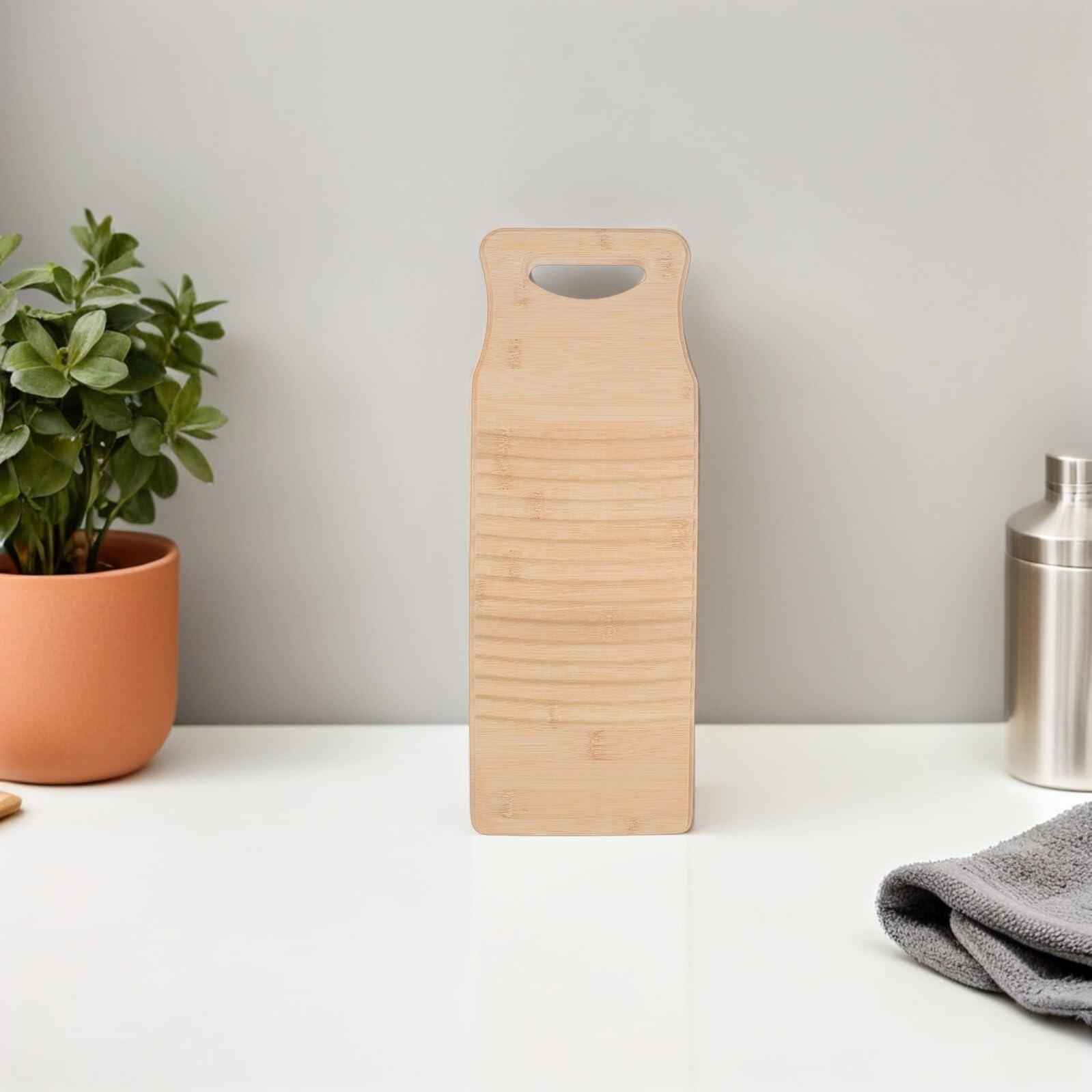 2 Assi da Bucato in Bambù Naturale 40x15x1,8 Cm Superficie a Coste Antiscivolo per Lavaggio a Mano di Vestiti, per Uso Domestico e Lavanderia, Resistente e Facile da Pulire