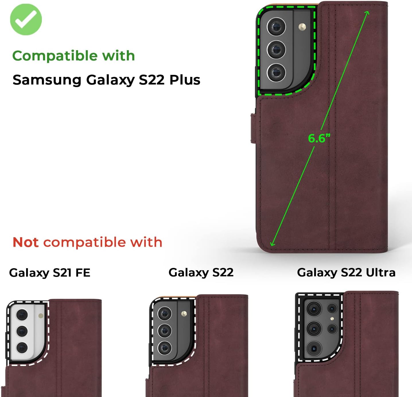 Snakehive Leather Wallet for Samsung Galaxy S22 Plus 5G | Genuine Leather Wallet Phone Case with Card Holder | Flip Folio Case/Cover with Stand | | (Plum)