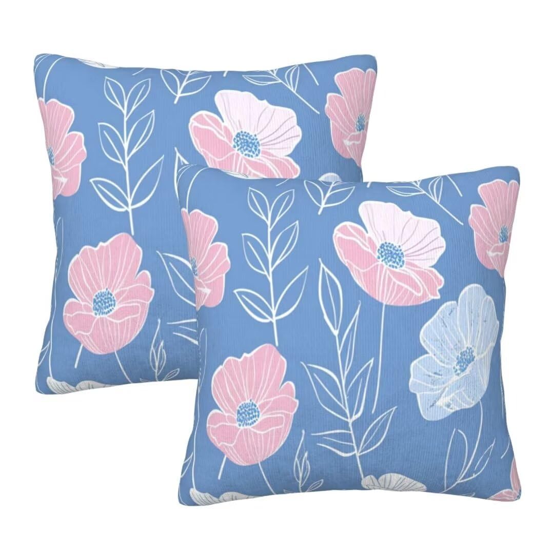 Housses de coussin coquelicot modèle carré 50x50 cm bleu décoratif salon