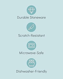 18 Piece Dinner Sets for 6 People - Beautiful Mediterranean Style Stoneware Dinner Set for 6 - Dishwasher & Microwave Safe Plates and Bowls Set for 6 - Dinnerware Sets by Pure Living in Sage Green