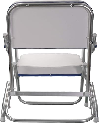 Vista 8 de Pactrade Marine Silla plegable de aluminio anodizado de vinilo resistente a los rayos UV de rayas grises (gris)