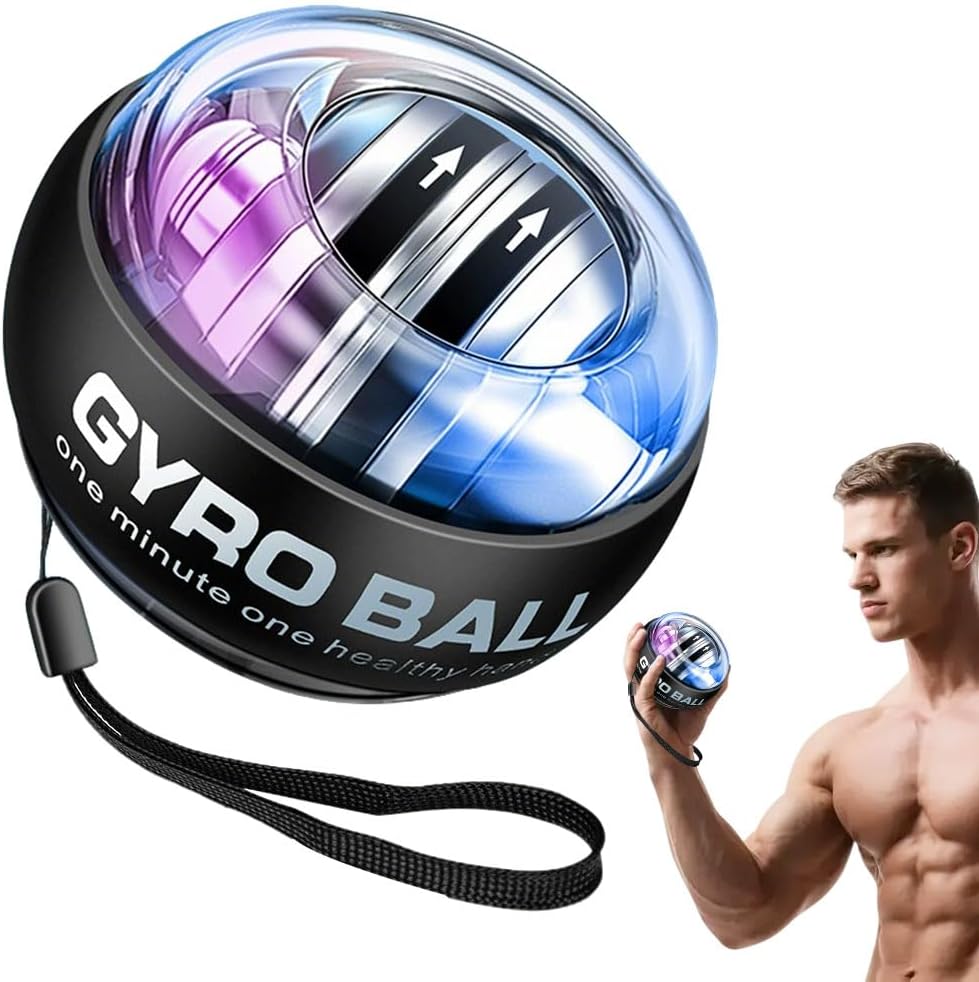 Wrist Ball, 2026 New Wrist Ball Exerciser, Auto-Start Gyroscopic Forearm Exerciser with LED Lights, Adjustable Resistance for Enhance Grip Strength