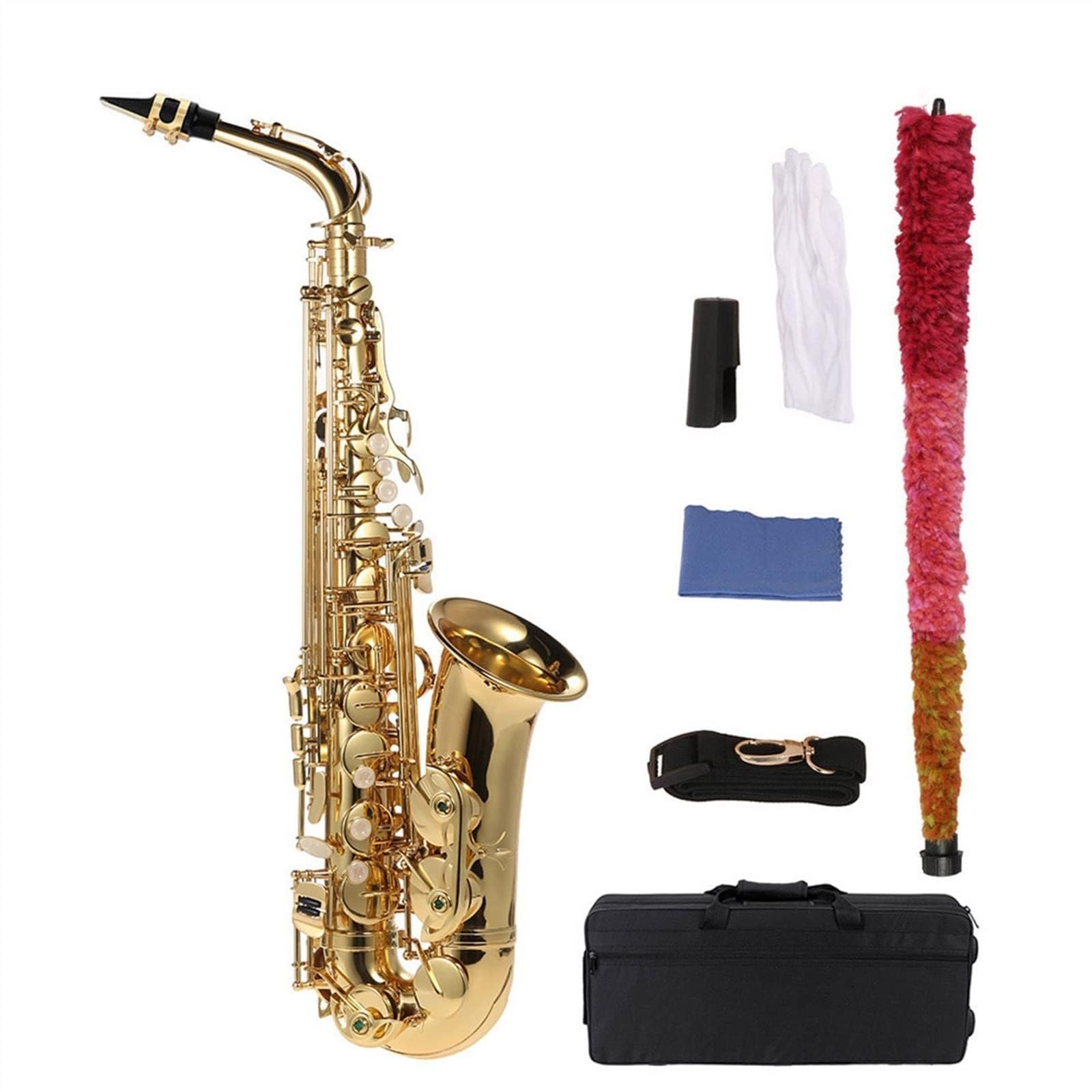 Sax Contralto in Mi Bemolle (EB) Oro, Ottone Laccato, Modello 802, Strumento A Fiato per Studenti E Principianti.
