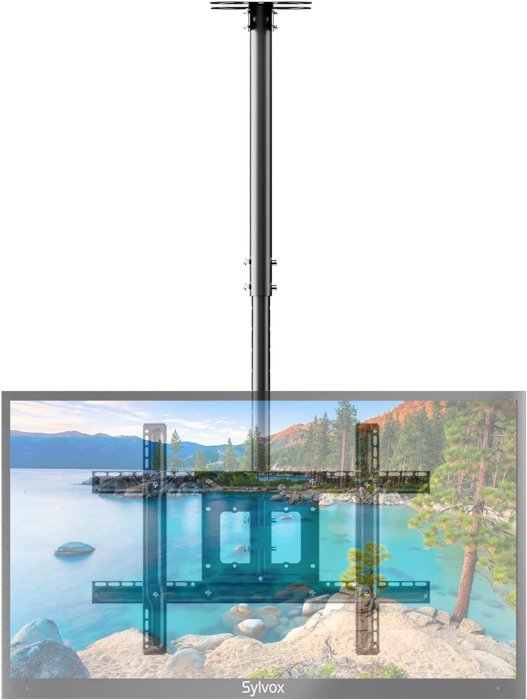 SYLVOXCeiling TV Mount, Adjustable TV Mount for 32-65 inch TVs, Universal Bracket for Flat Ceilings, Holds up to 77 lbs, Max VESA 600x400mm, Heavy-Duty, Easy Installation, Stable & Secure