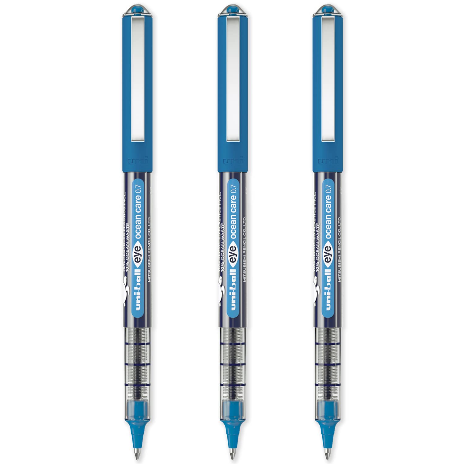 uni-ball Eye Ocean Care UB-157ROP Blue Rollerball Pens. Fine 0.7mm Ballpoint Tip for Super Smooth Writing Drawing, Art