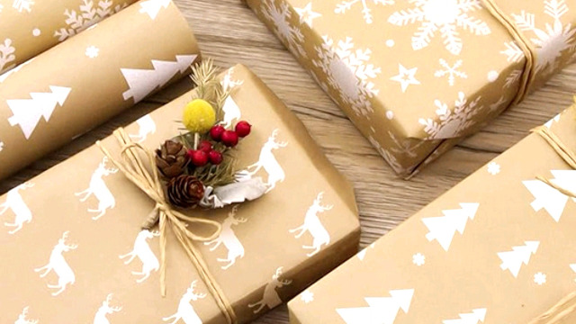 Niviy Rouleau Papier Cadeau Noel 43cm x 3m Papiers D'emballage Kraft 3 Rouleaux Papier Cadeau Vert Imprimé avec des Eléments de Noël pour Décoration de Noël et du Nouvel An