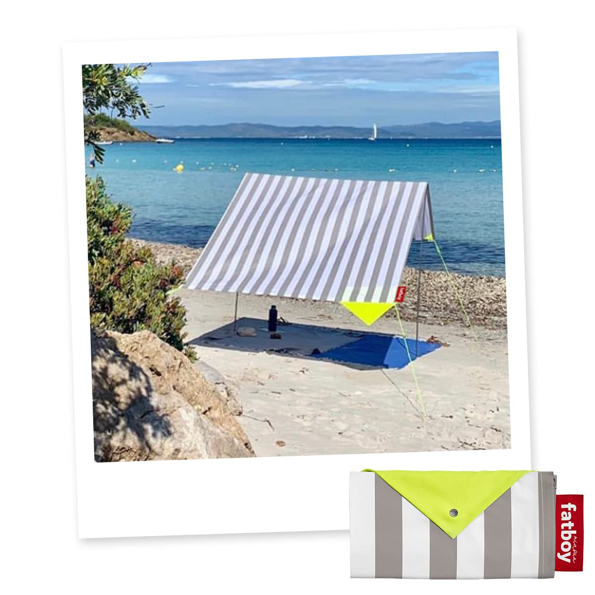 Fatboy Miasun Strandzelt - Tragbarer Sonnenschirm mit Ständer, faltbar, 330x190x140 cm, Sonnenschutz aus Baumwolle