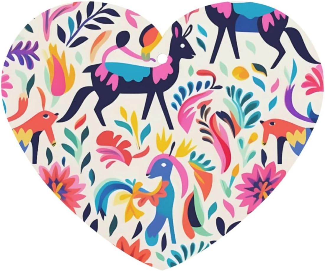 Car Air Freshener 24 PCS Mexican Otomi Animals Hanging Car Air Fresheners Auto Interior Decor Card Freshener Strong Scented Card Lavender Cars Scents for Office Bedroom Close Drawer Heart Shape