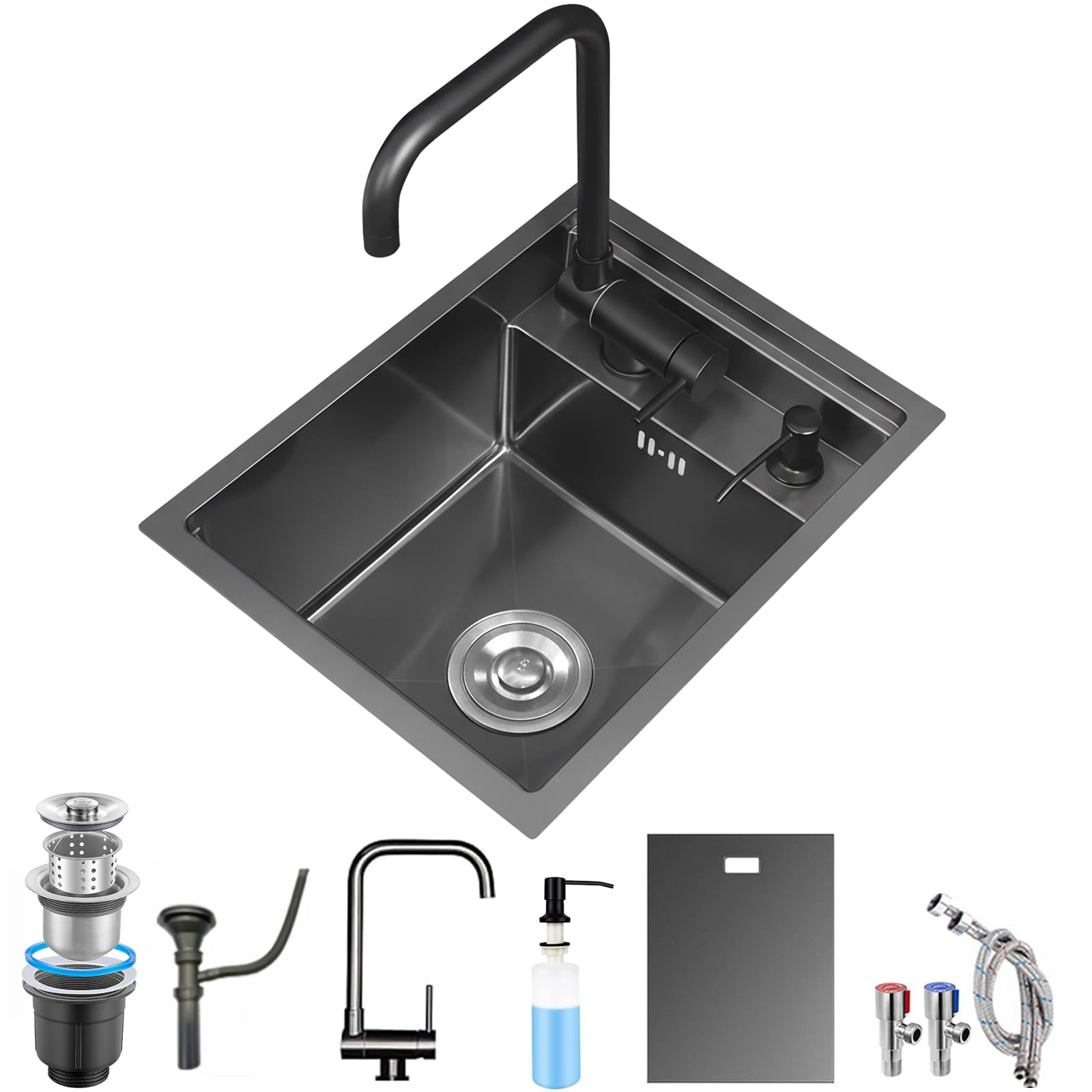 Yinxslo Black(A) Concealed Stainless Steel Rv Kitchen Sink With Foldable Tap