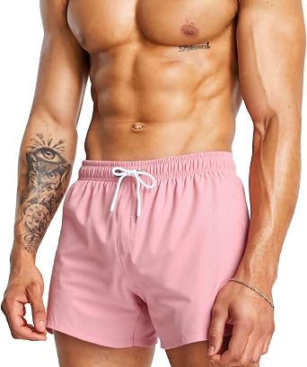 Mens Swim Trunks 5" with Mesh Lining Quick Dry Beach Shorts for Swimming Men Bathing Suit