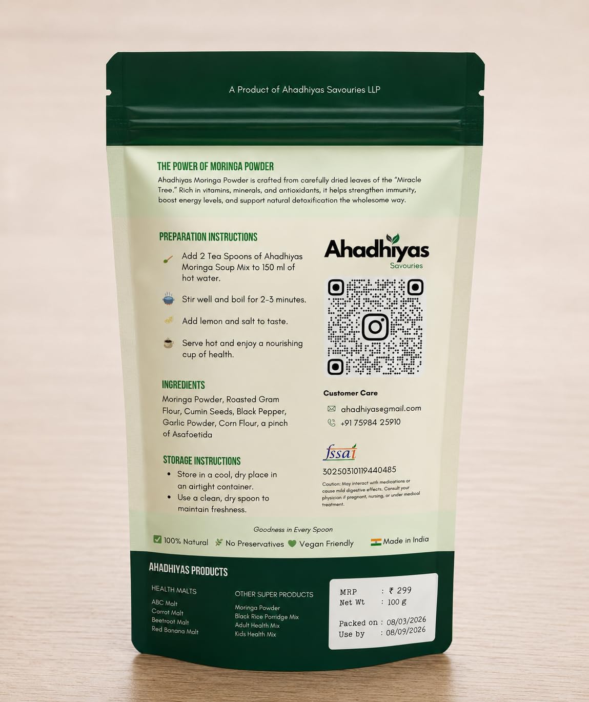 Ahadhiyas Moringa Powder - 100g | Essential Nutrition Superfood | Rich In Vitamins & Minerals — Amazon image 3