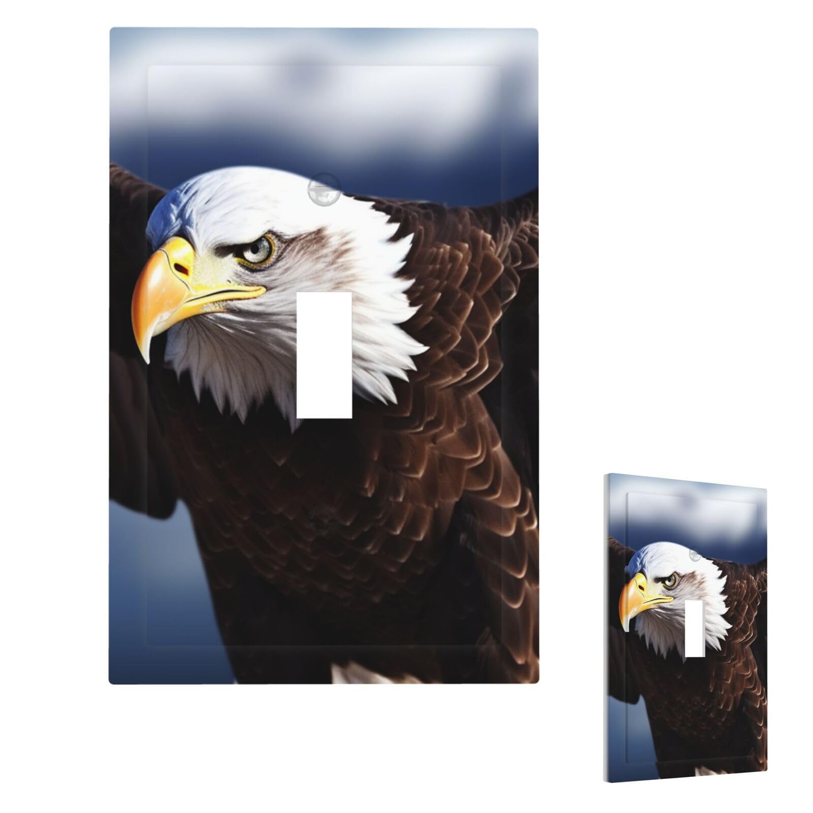 Eagle Wall Plate Cover Modern Decorative 1 Gang Light Switch Cover Unbreakable Receptacle Outlet Covers For Living Room Bedroom Home Decor Single Toggle