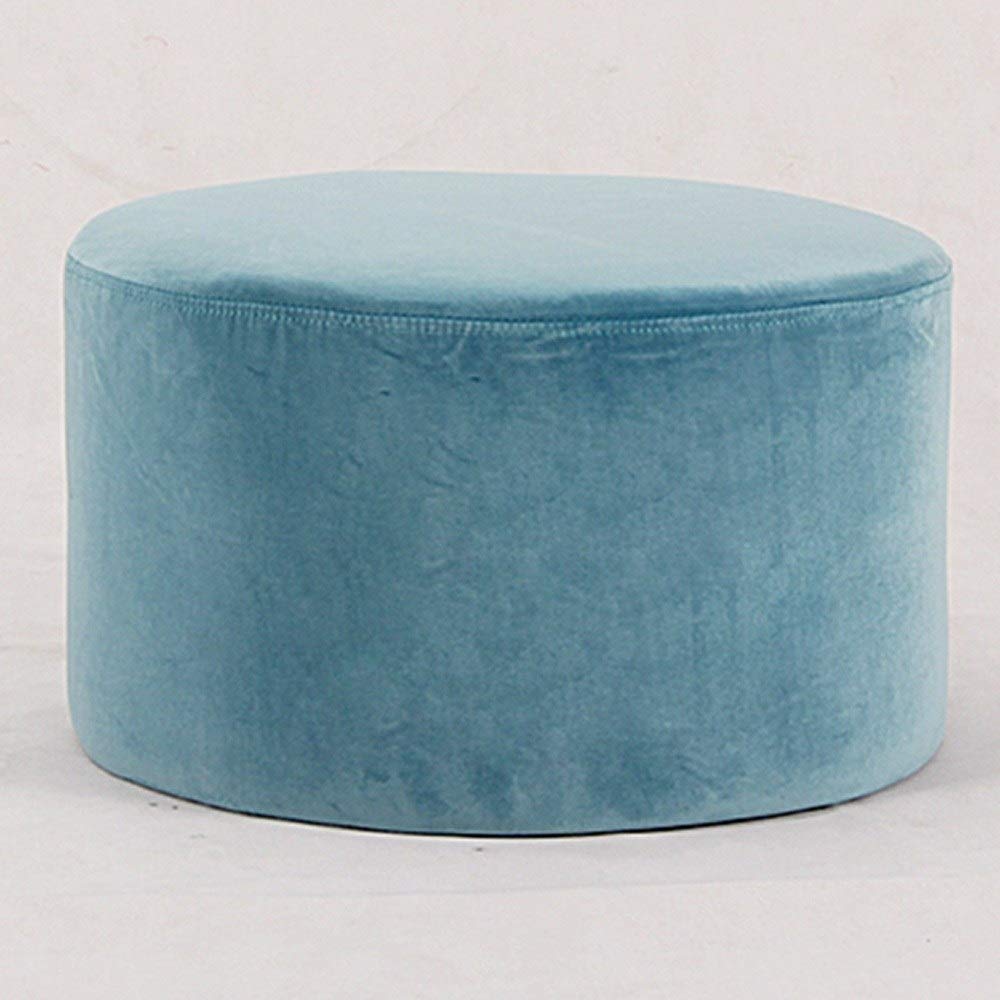 Pouf rond rembourré bleu, repose-pieds doux de salon