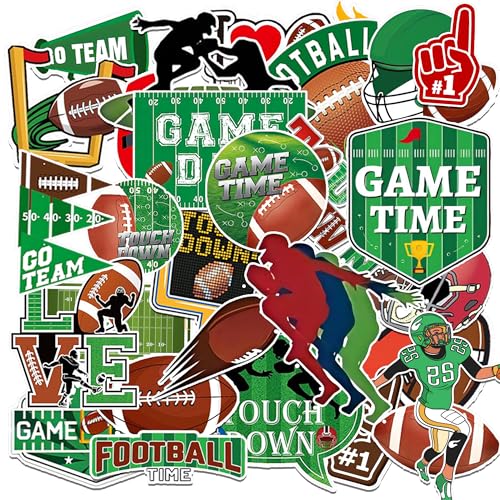 192Pcs Football Stickers Football Sticker Football PVC Waterproof Stickers with 32 Patterns Sport Motivation Self-Adhesive Decal for Water Bottles Sport Football Lover