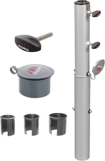 Doppler Bodenhülse Universal | Aluminium Erdanker für Sonnenschirme mit Durchmesser von 3,2-6,0 cm | Schirmständer zum Eingießen in Beton | Bodenanker mit abnehmbarem Aufsatzrohr