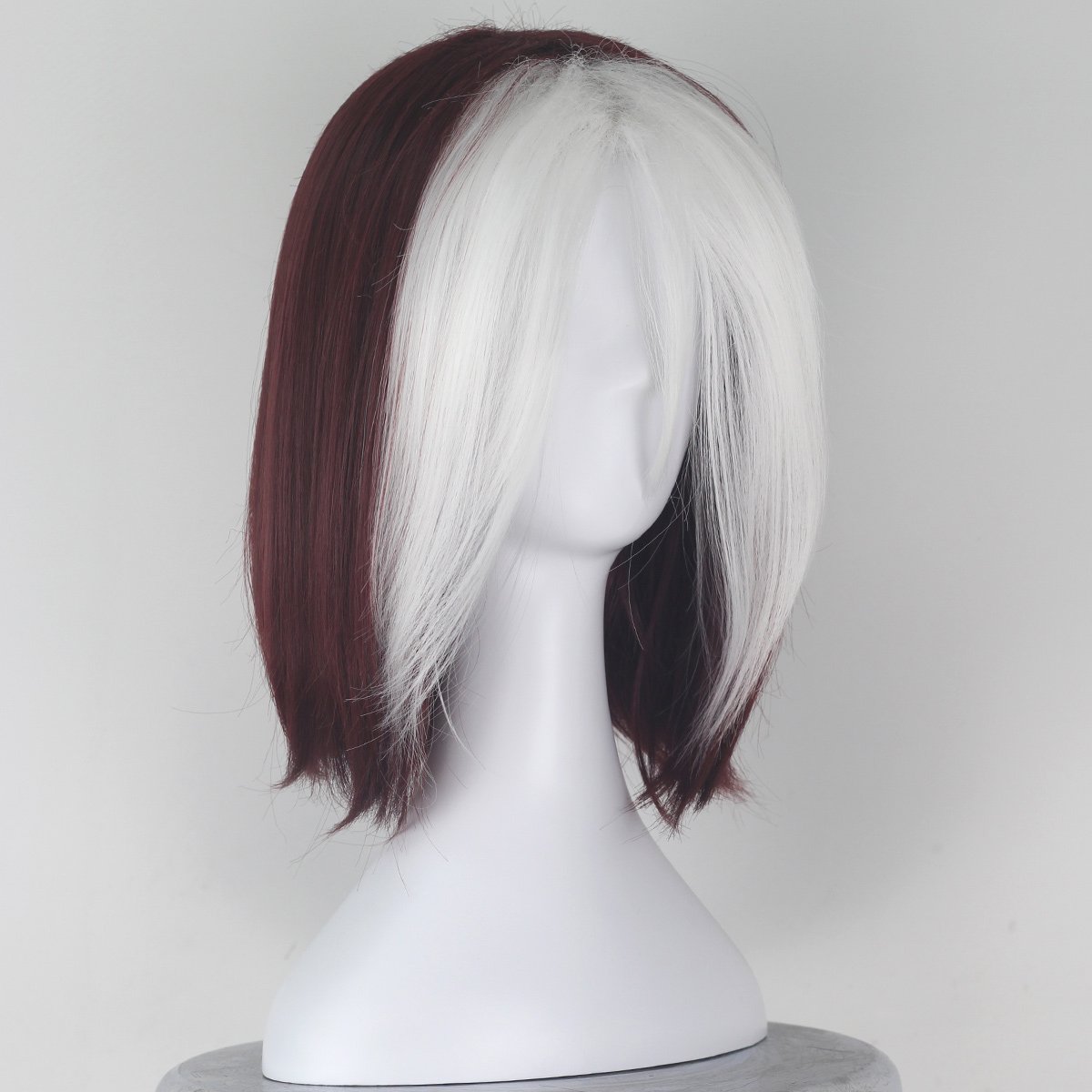 Women Short Wavy Burgundy Brown and White Strands Hair Cosplay Costume Wig C350 - Image 2