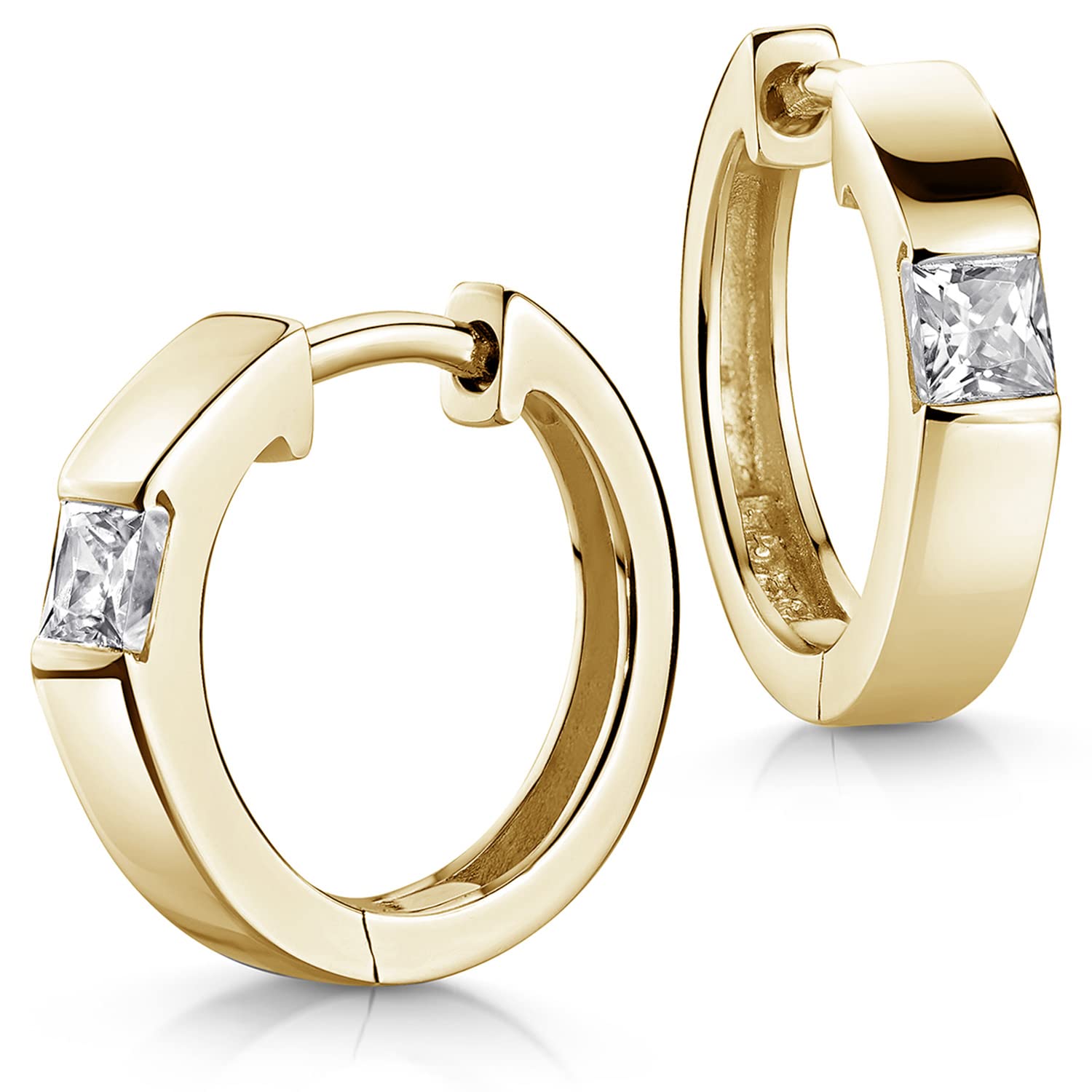 MATERIA by Matthias Wagner Pendientes de aro de plata 925 para mujer, 17 mm, rodiados o dorados, Circonita cúbica, Circonia cúbica