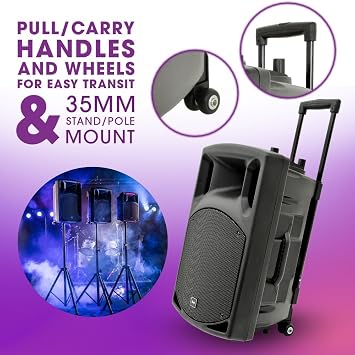 qtx QX12PA Complete Portable PA System | 2 x Wireless Microphones & Media player with USB/SD/FM & Bluetooth Connectivity