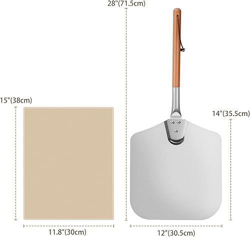 Miniatura 2 de Mimiuo - Juego de herramientas de pizza para barbacoa y horno, incluye piedra para hornear pizza y cáscara de pizza de aluminio de 12.0 x 14.0in